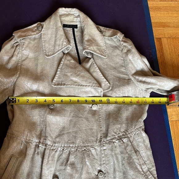 Linen blend tan silver metallic blazer. Fits S/M. - Picture 3 of 8